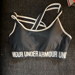 Under Armour Black and White Cross-Back Sports Bra